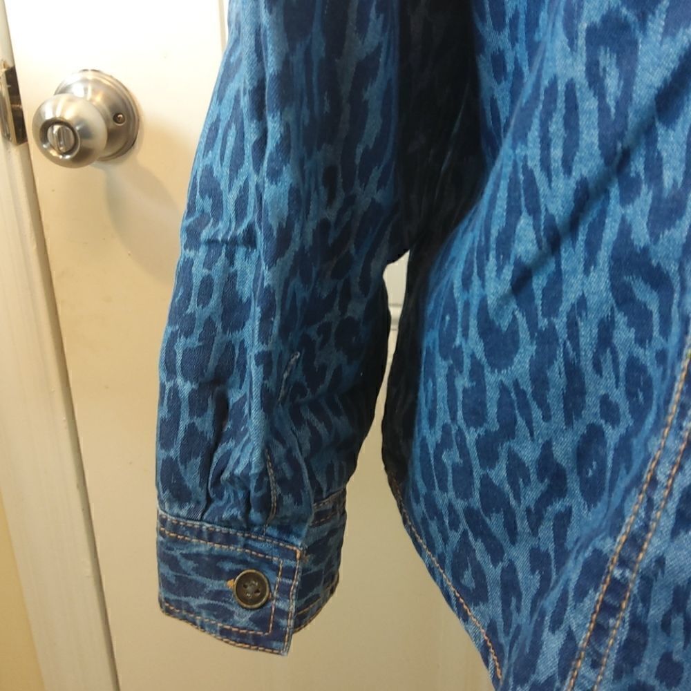Chico's chambray animal print button front blouse - Picture 8 of 12